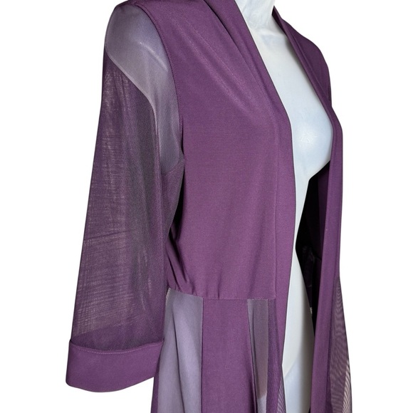 R&M Size 10 Purple Sheer Mesh Open Front Jacket Longline Cardigan Y2K - Picture 3 of 7